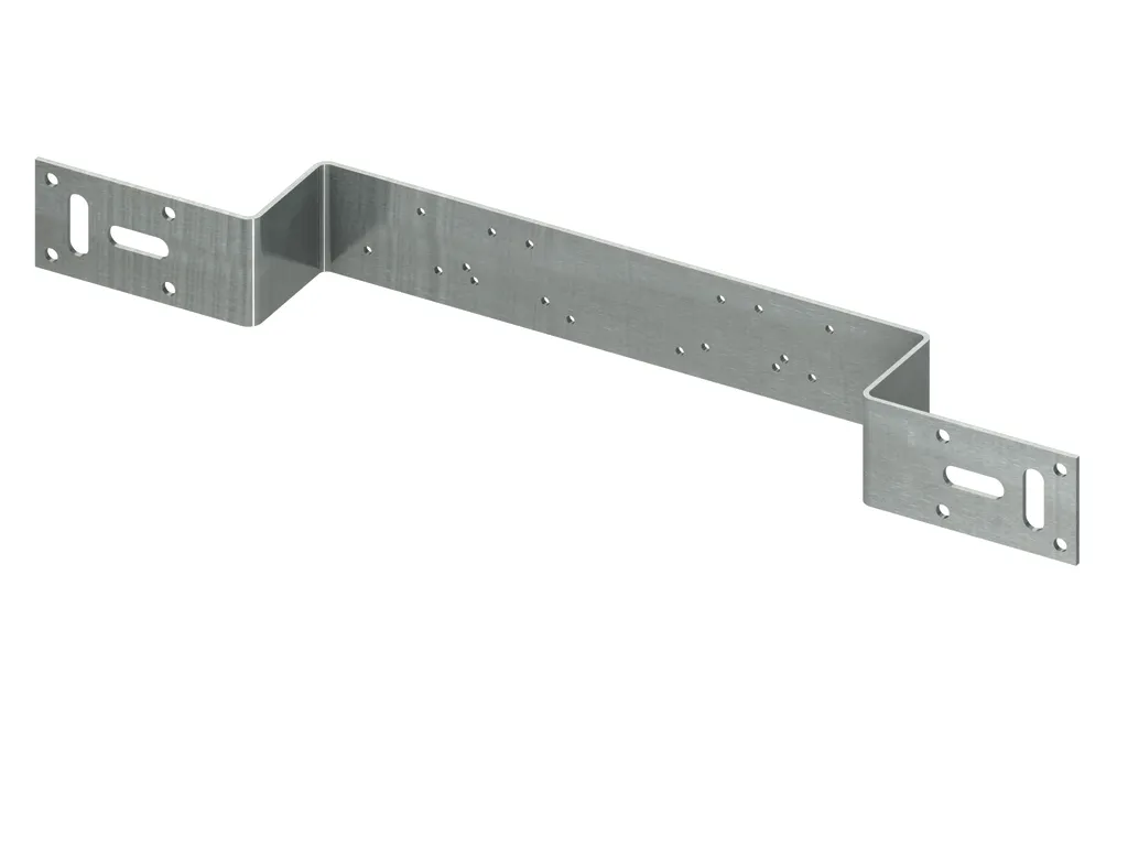 Halter aus verzinktem Stahl, 2-fach gewinkelt, Stichmaße 150 und 80 mm Halter aus verzinktem Stahl, 2-fach gewinkelt, Stichmaße 150 und 80 mm