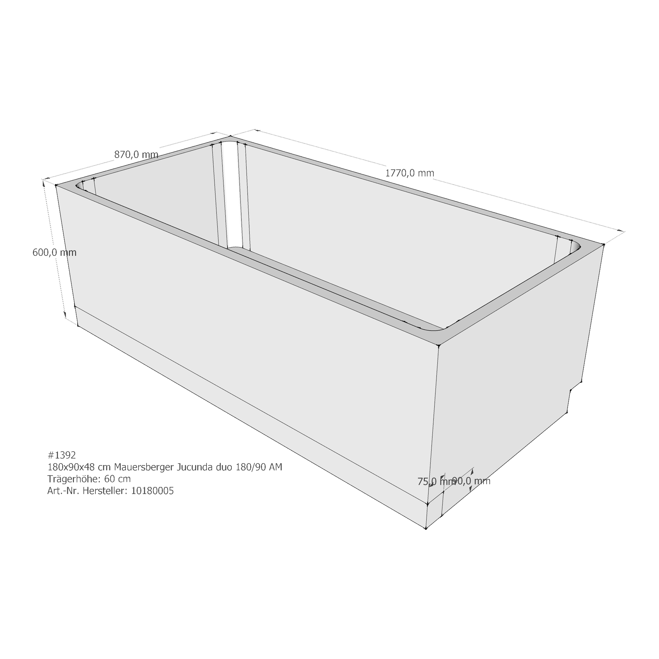Badewannenträger für Mauersberger Jucunda 180/90 duo 180 × 90 × 48 cm Badewannenträger für Mauersberger Jucunda 180/90 duo 180 × 90 × 48 cm