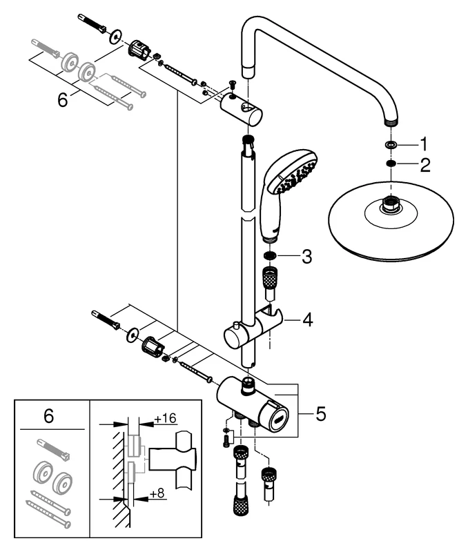 Duschsystem Tempesta System 210 26381_1, mit Umstellung, Wandmontage, chrom