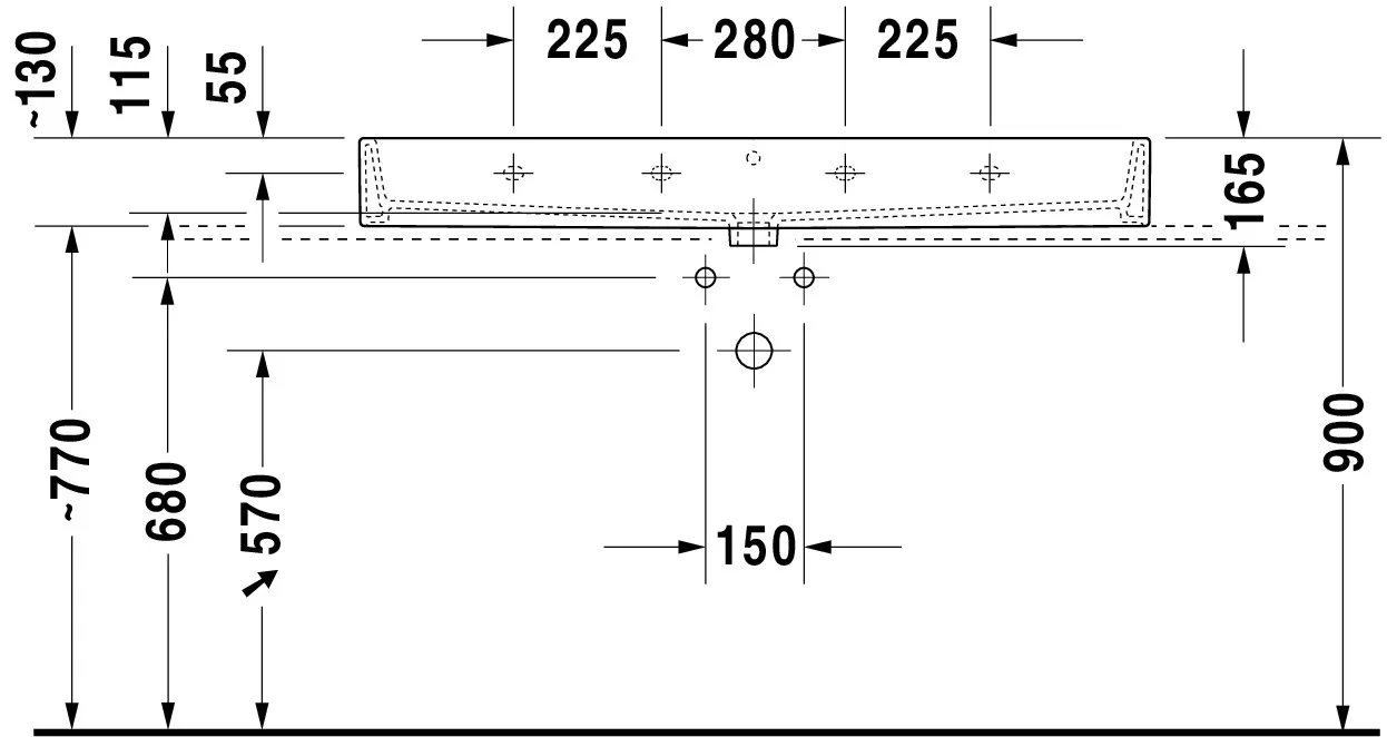 Wandwaschtisch geschliffen „Vero Air“, mit Überlauf Wandwaschtisch geschliffen „Vero Air“, mit Überlauf