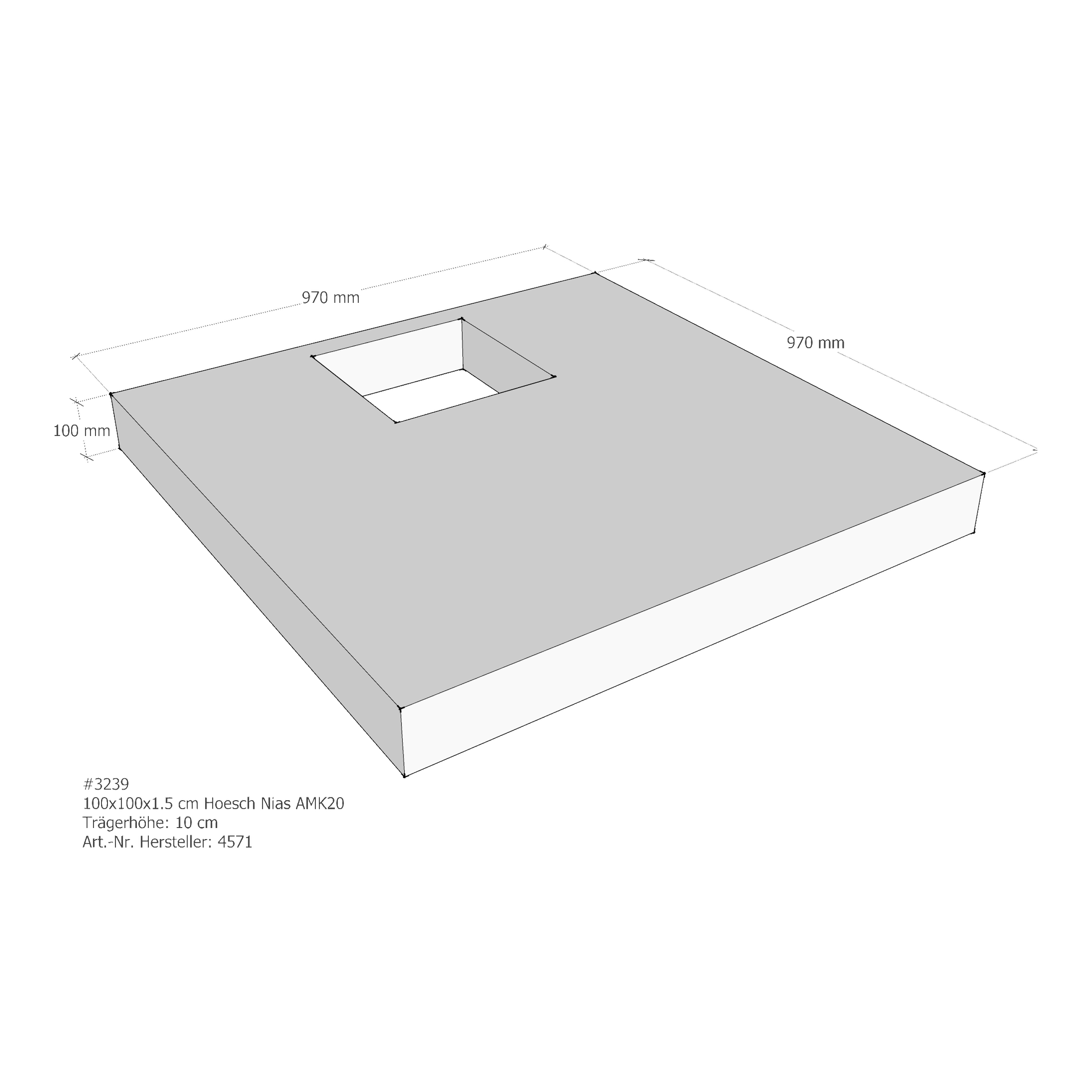 Duschwannenträger für Hoesch Nias 100 × 100 × 1,5 cm Breite: 100 cm / Länge: 100 cm Duschwannenträger für Hoesch Nias 100 × 100 × 1,5 cm Breite: 100 cm / Länge: 100 cm