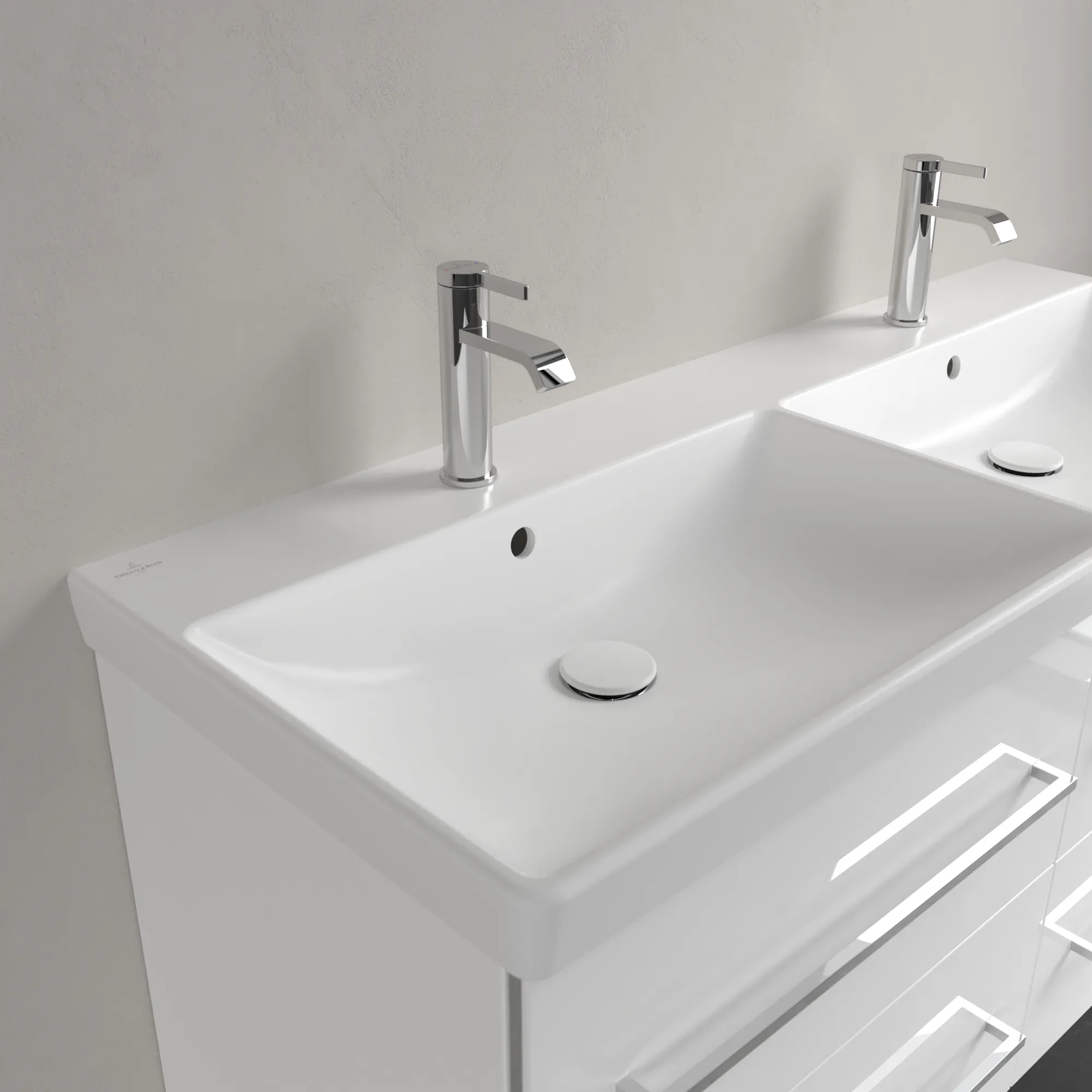 Villeroy & Boch Schrank-Doppelwaschtisch Avento 4A23CK, Stone White CeramicPlus, 1200x470x160 mm, mit Überlauf, für zwei 3-Loch-Armaturen