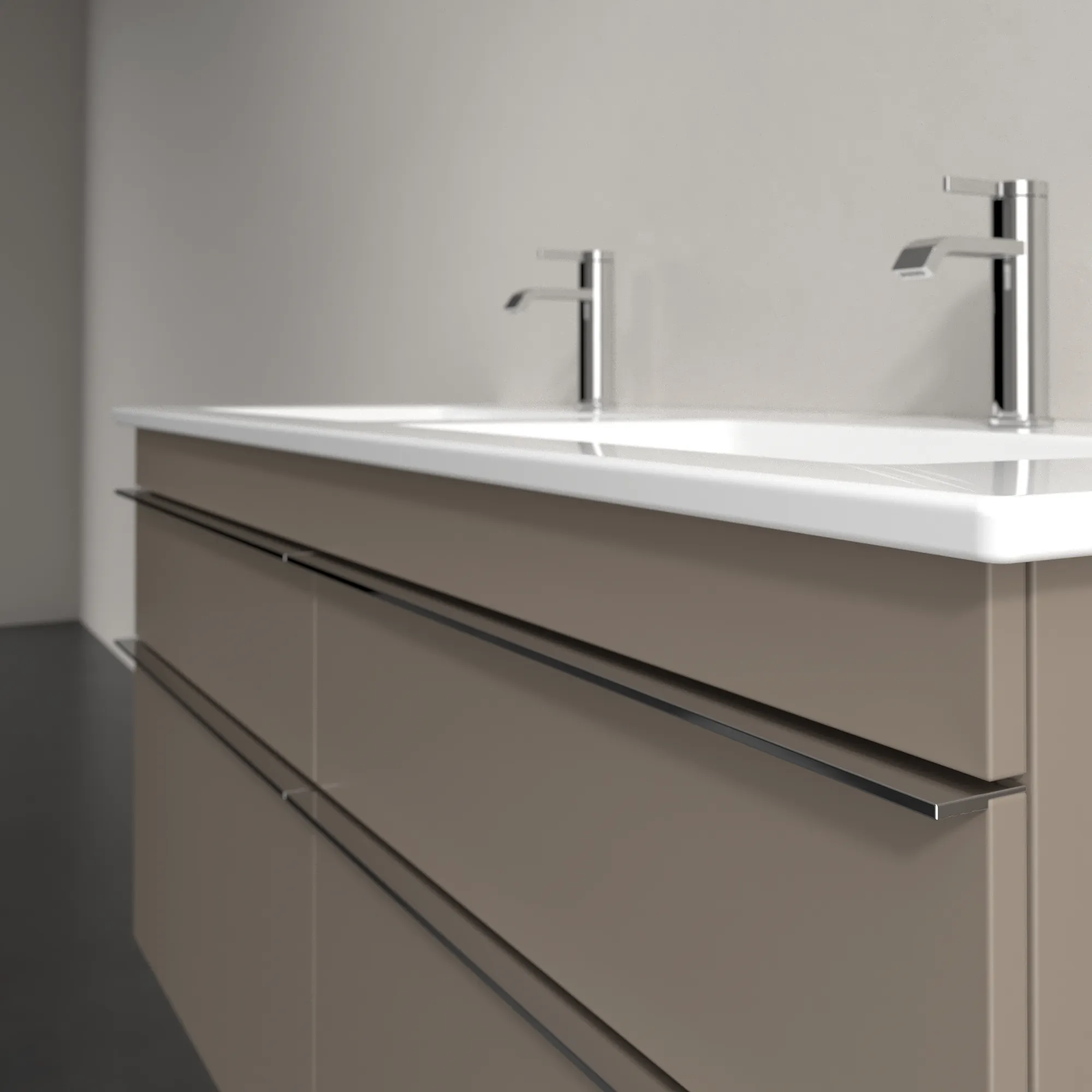 Villeroy & Boch Waschtischunterschrank „Venticello“ für Schrank-Doppelwaschtisch 1253 × 590 × 502 mm Taupe, für links und rechts