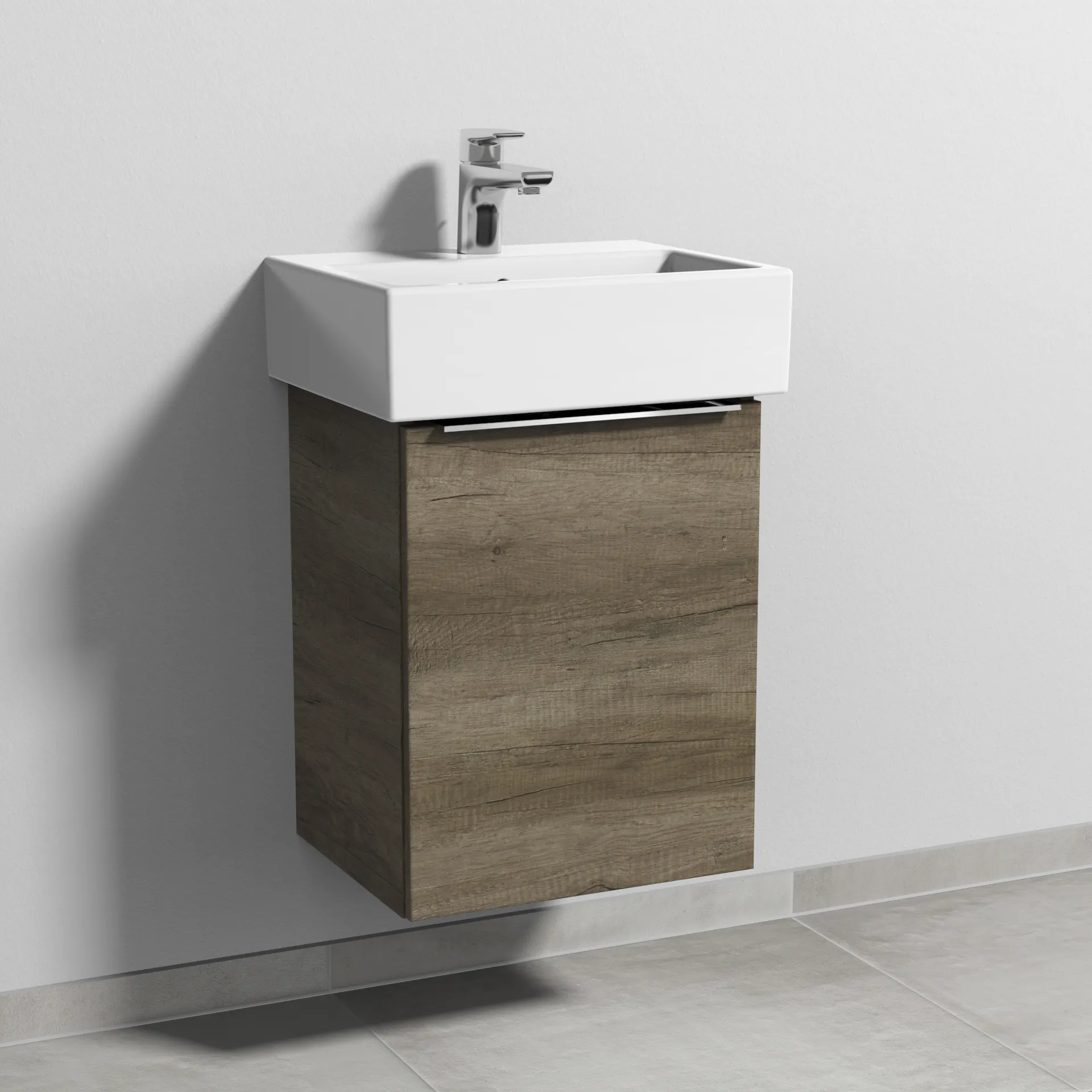 Sanipa Waschtischunterschrank „3way“ passend zu Keramik-Waschtische Vero Air von Duravit 400 × 520 × 332 mm in Eiche Nebraska, Anschlag rechts