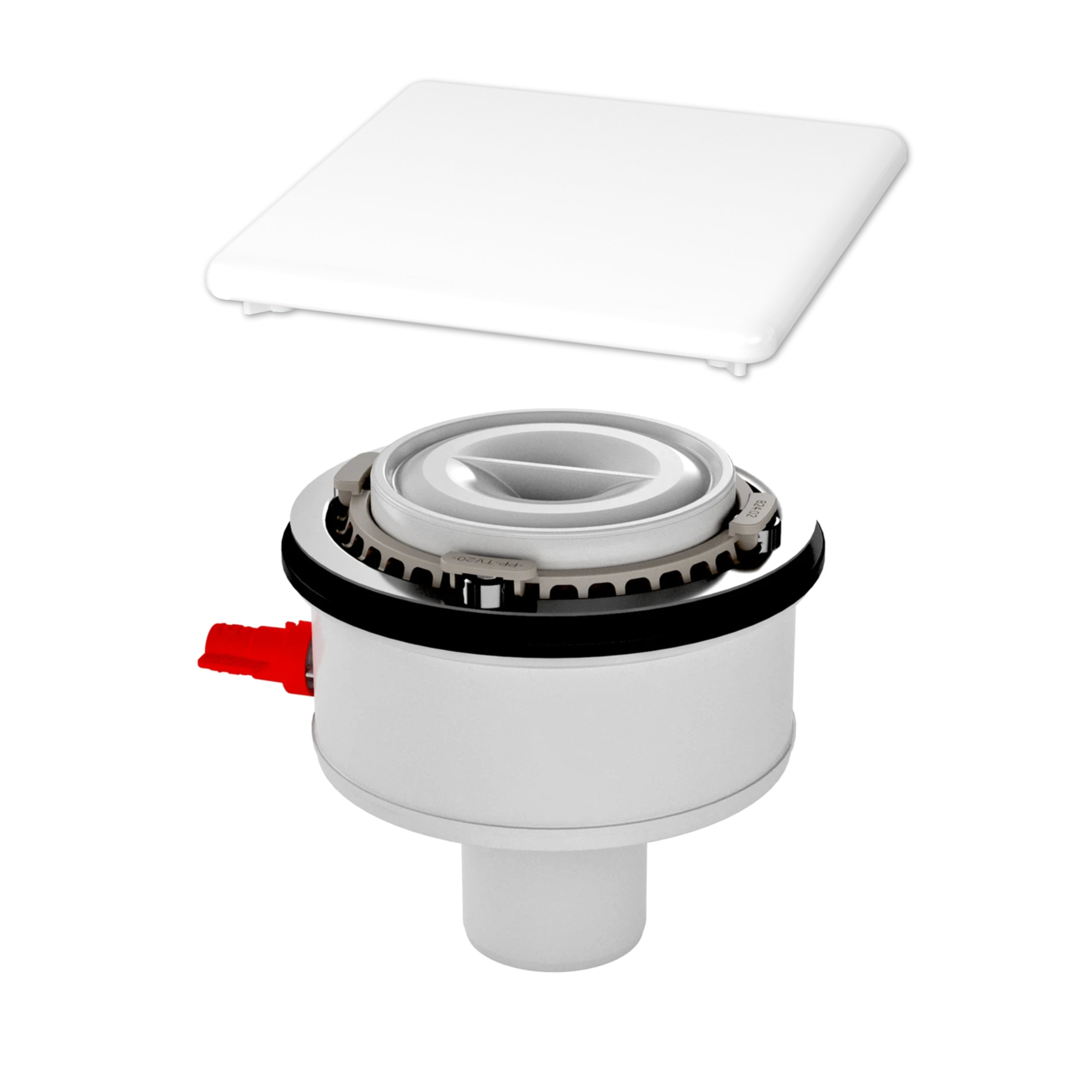 Set KA 120 Ablaufgarnitur senkrecht Modell 4108 mit Deckel für Conoflat Duschwanne weiß alpin Set KA 120 Ablaufgarnitur senkrecht Modell 4108 mit Deckel für Conoflat Duschwanne weiß alpin