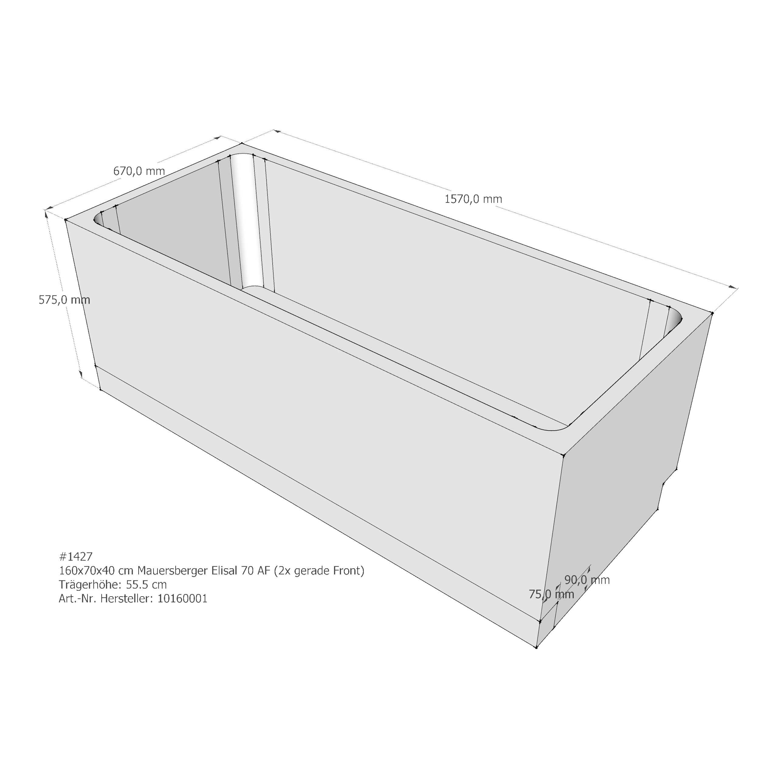 Badewannenträger für Mauersberger Elisal 160/70 160 × 70 × 40 cm Badewannenträger für Mauersberger Elisal 160/70 160 × 70 × 40 cm