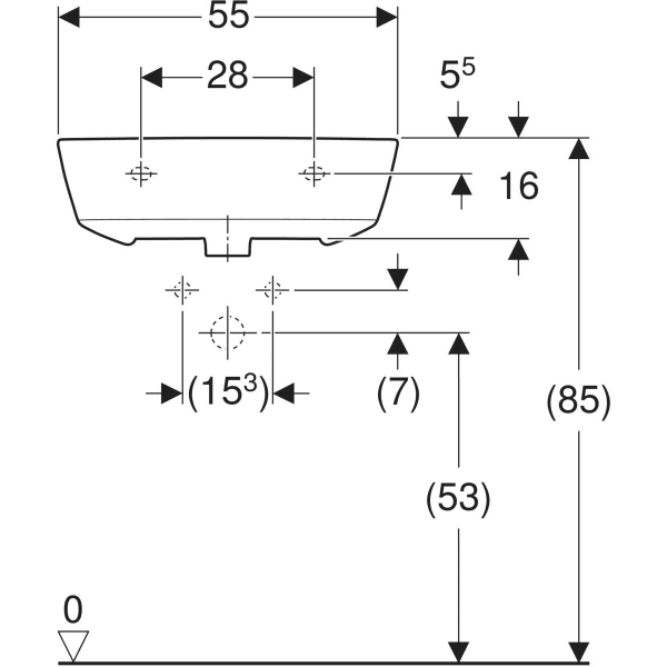 Wandwaschtisch „Renova“, ohne Überlauf 55 × 45 cm in weiß alpin Wandwaschtisch „Renova“, ohne Überlauf 55 × 45 cm in weiß alpin