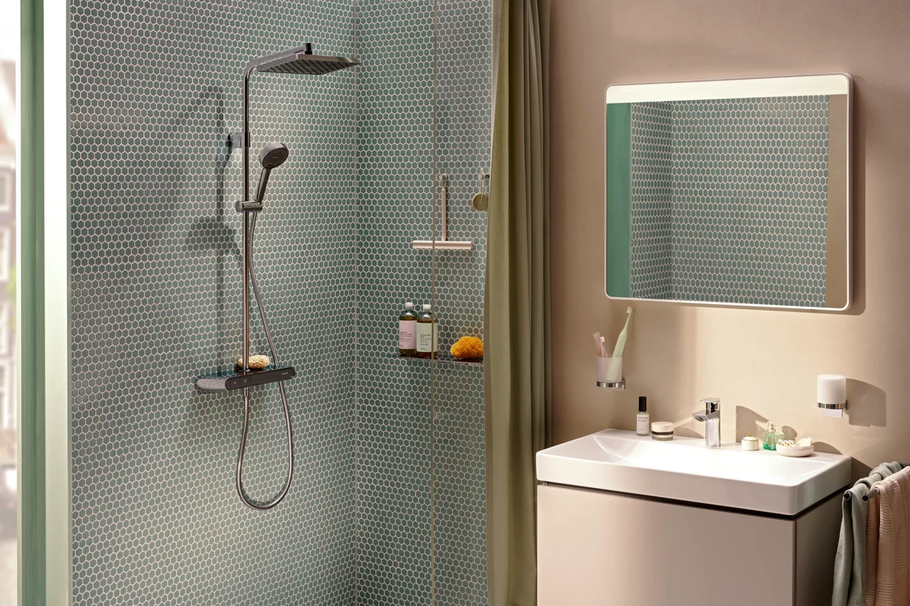 Activera Q Showerpipe 290/180 1jet EcoSmart mit ShowerTablet Select 360 Varia, Oberfläche: Chrom
