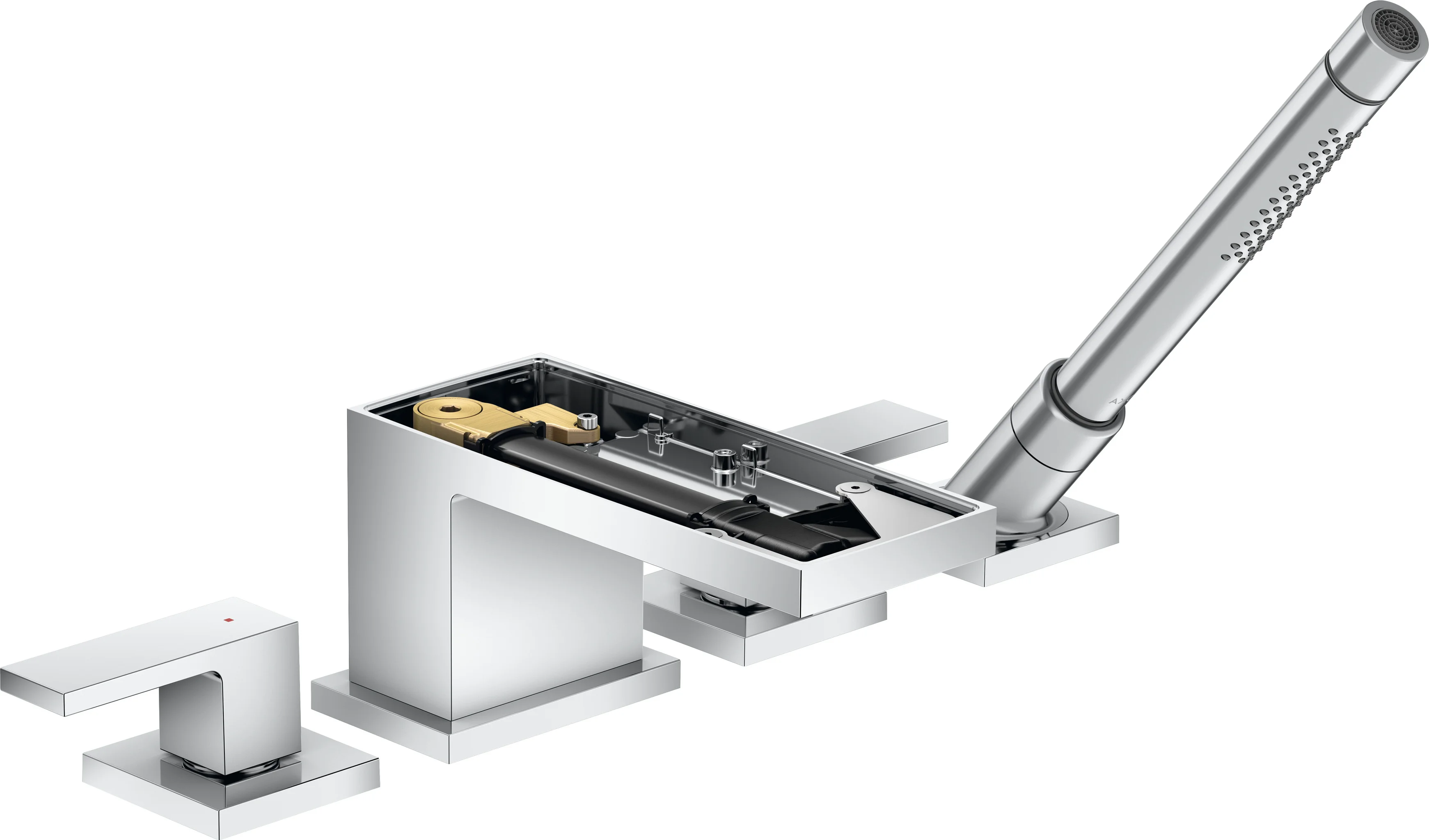 Hansgrohe AXOR MyEdition 4-Loch Wannenrandarmatur Chrom, Ausladung 151 mm, max. Durchfluss 22 l/min, Wannenrandmontage