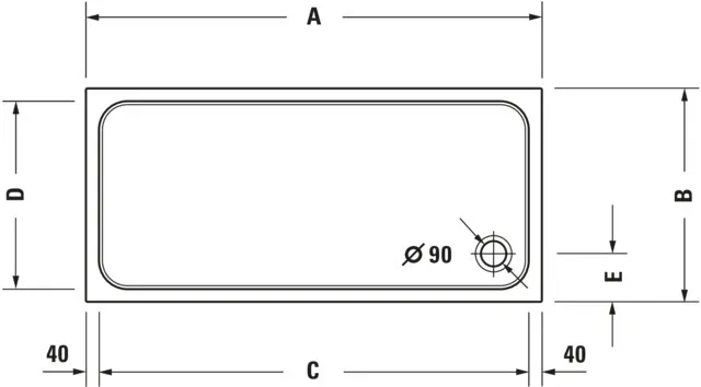 Duravit rechteck Duschwanne „D-Code“ 160 × 80 cm 