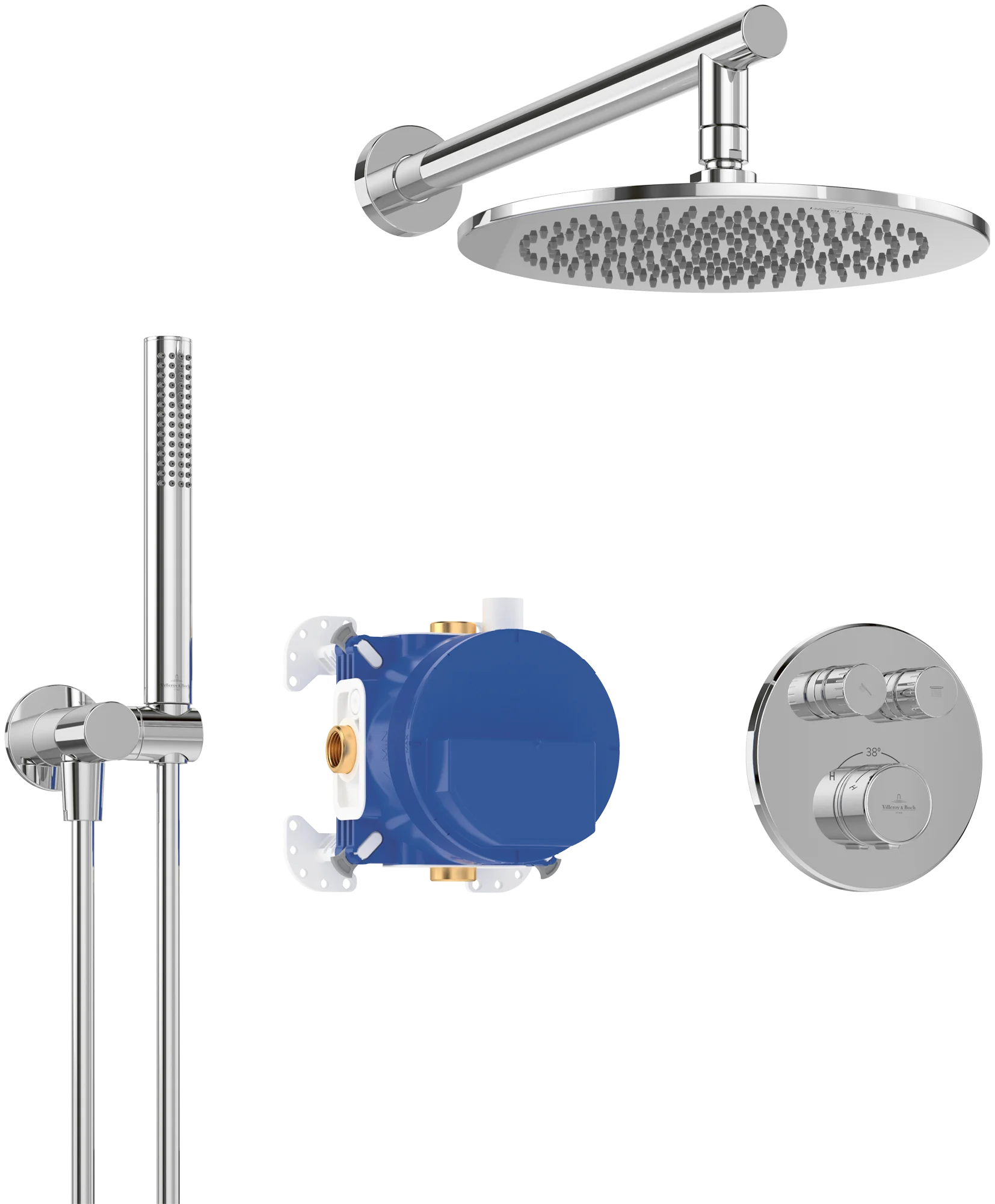 Villeroy & Boch Duschsystem Universal Taps & Fittings, TVZ000106000, Chrom, Wandmontage, mit Thermostat