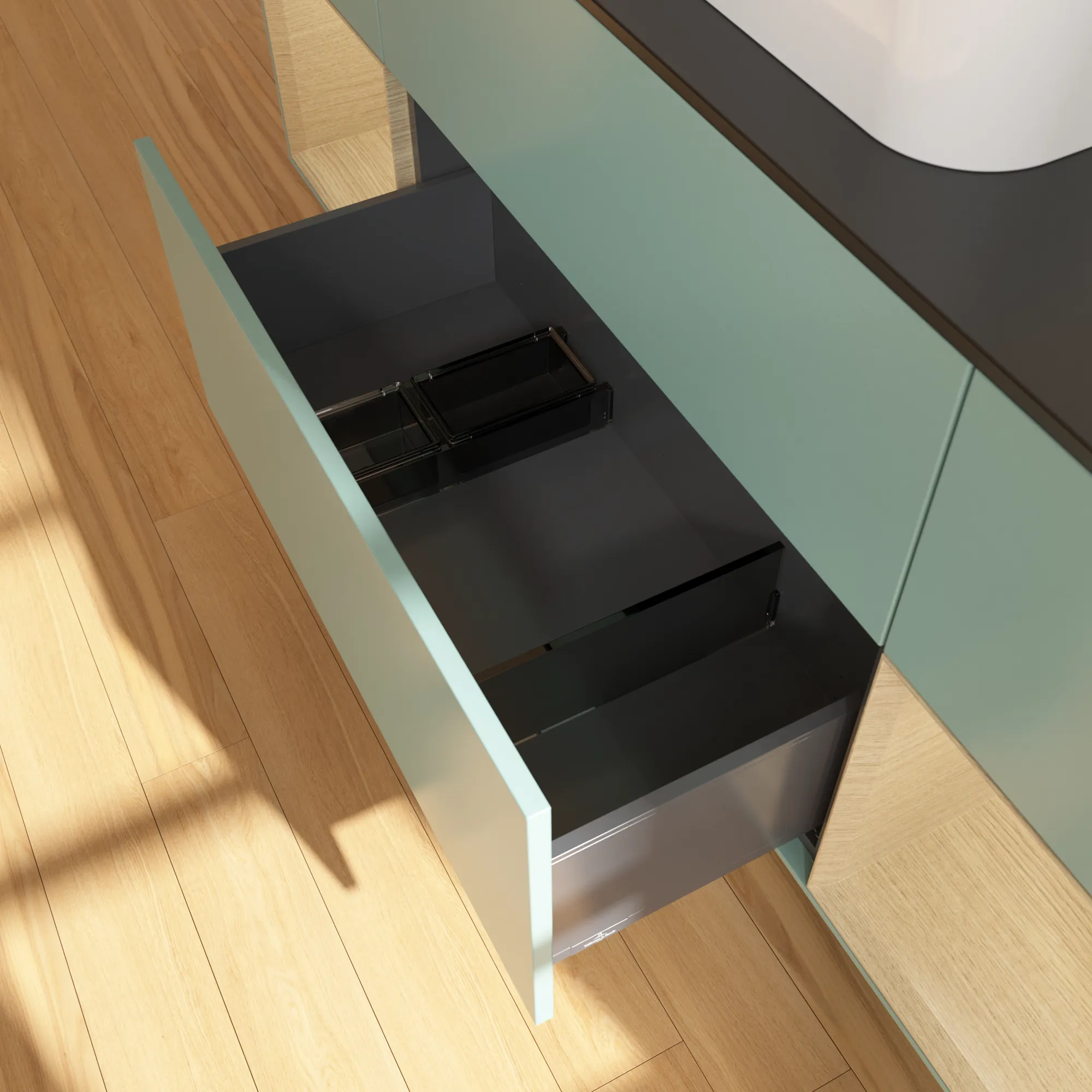 Villeroy & Boch Waschtischunterschrank „Finion“ für Schrankwaschtisch 1600 × 603 × 501 mm Olive Matt Lacquer, für Becken mittig