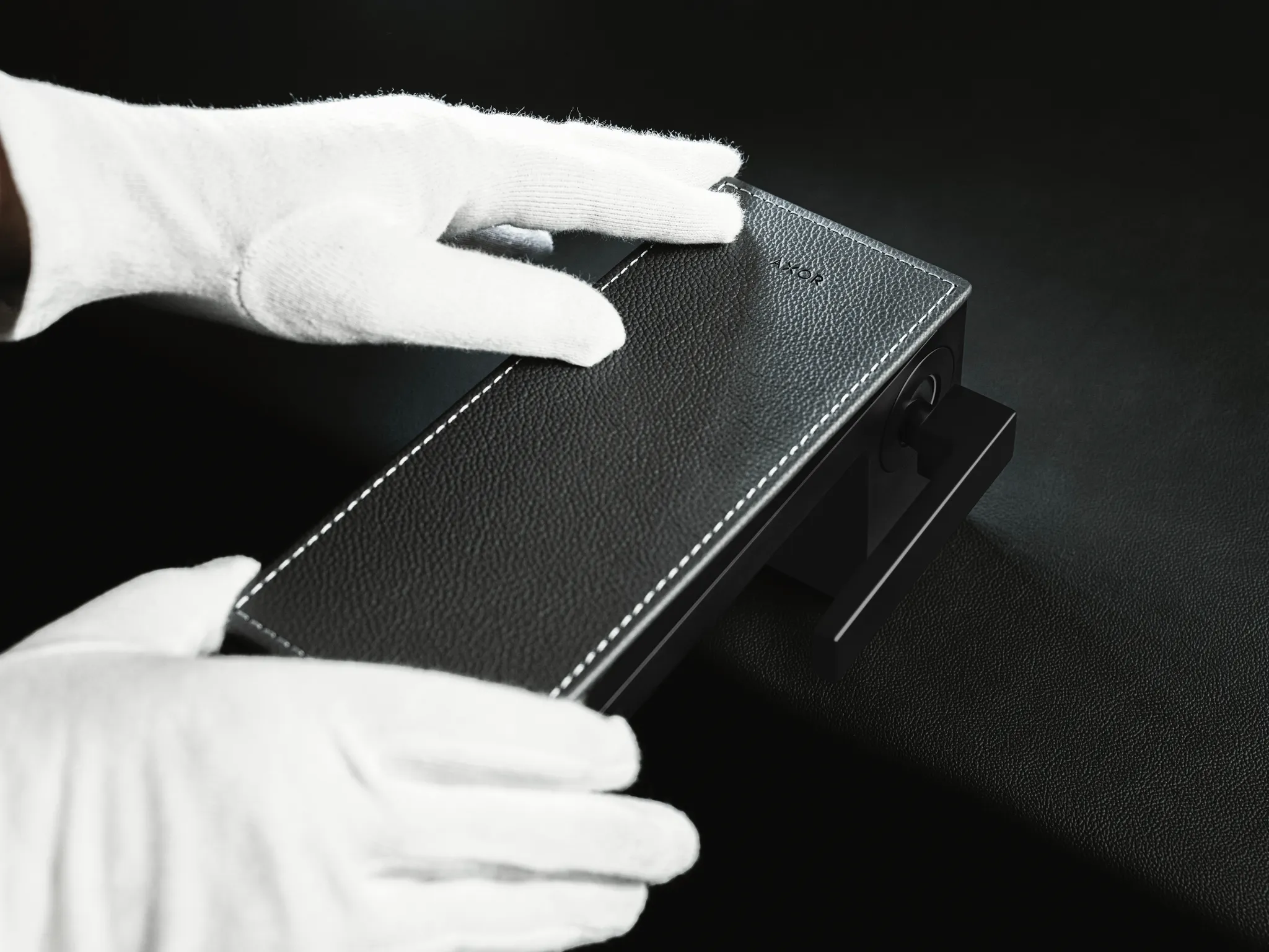 Hansgrohe AXOR MyEdition Mischer mit Platte 200 Leder, 200mm, abnehmbar Hansgrohe AXOR MyEdition Mischer mit Platte 200 Leder, 200mm, abnehmbar