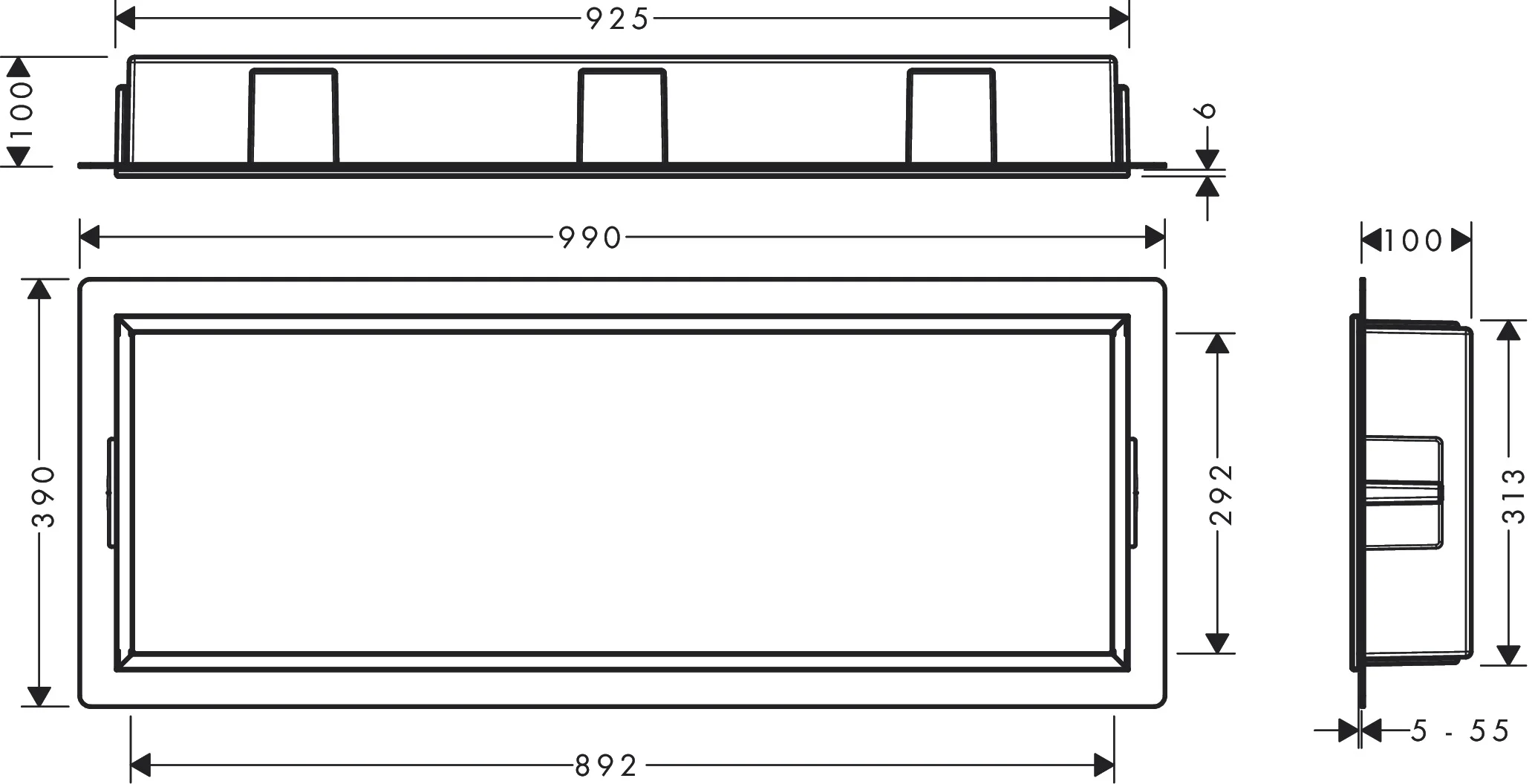 Hansgrohe XtraStoris Original Wandnische mit Rahmen, 300 x 900 x 100 mm, Mattweiß, Edelstahl V2A pulverbeschichtet Hansgrohe XtraStoris Original Wandnische mit Rahmen, 300 x 900 x 100 mm, Mattweiß, Edelstahl V2A pulverbeschichtet