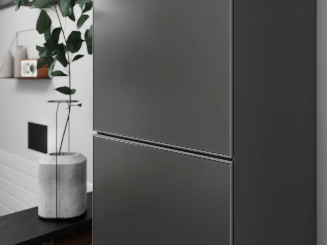 Hansgrohe Xevolos E Hochschrank Schiefergrau Metallic 400/360 mm, Türanschlag links, grifflos, PushOpen-Funktion Hansgrohe Xevolos E Hochschrank Schiefergrau Metallic 400/360 mm, Türanschlag links, grifflos, PushOpen-Funktion