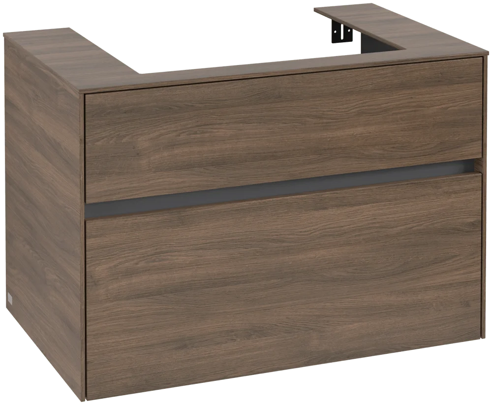 Villeroy & Boch Waschbeckenunterschrank Collaro Arizona Oak, 800x548x500 mm, Eckig mit SoftClosing und integrierten Aluminiumgriffen