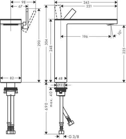 AXOR MyEdition Einhebel-Waschtischmischer 230 für Waschschüsseln mit Push-Open Ablaufgarnitur ohne Platte Chrom AXOR MyEdition Einhebel-Waschtischmischer 230 für Waschschüsseln mit Push-Open Ablaufgarnitur ohne Platte Chrom