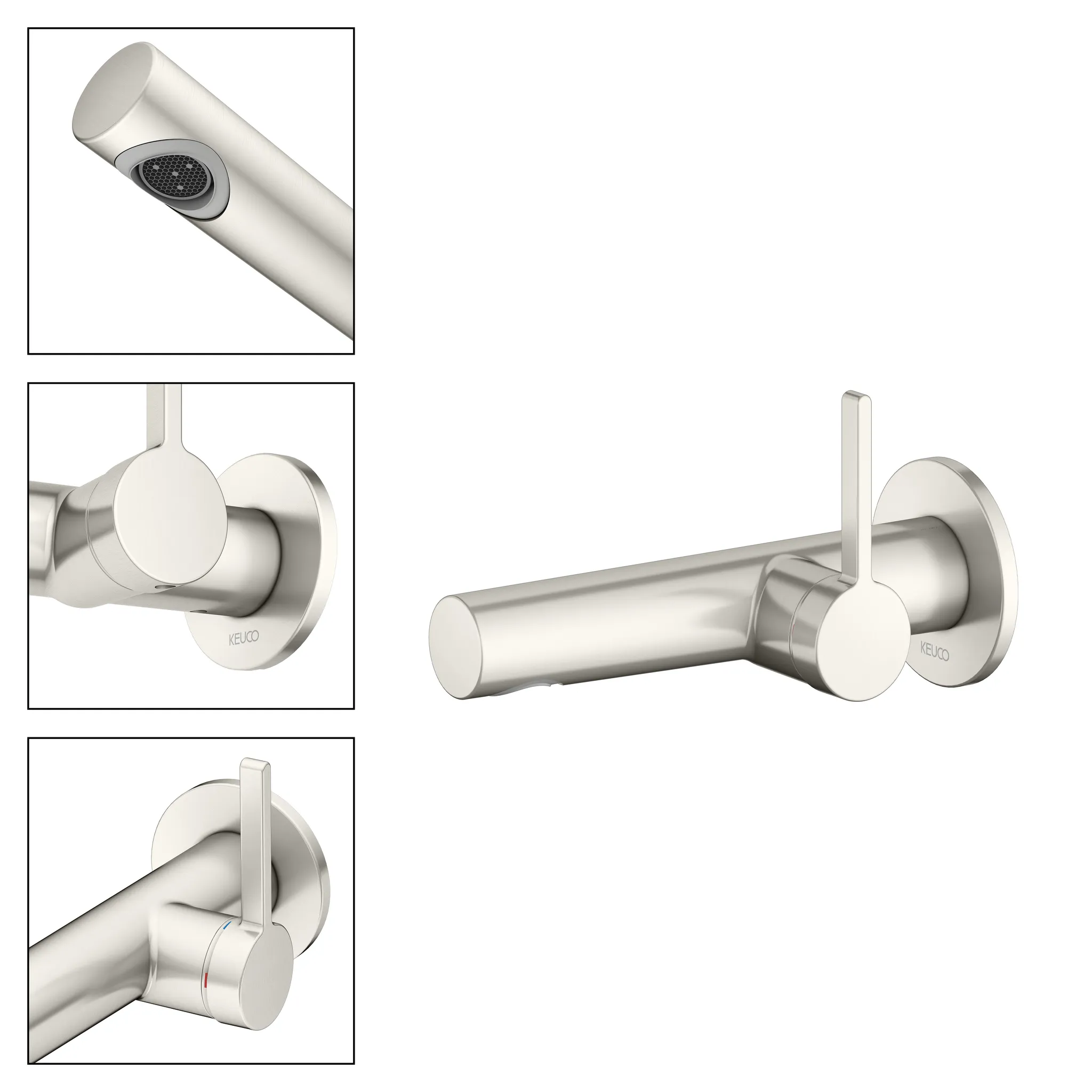 Edition 400 51516050101 Einhebel-Waschtischmischer UP für Wandmontage Ausladung 165 mm Nickel gebürstet