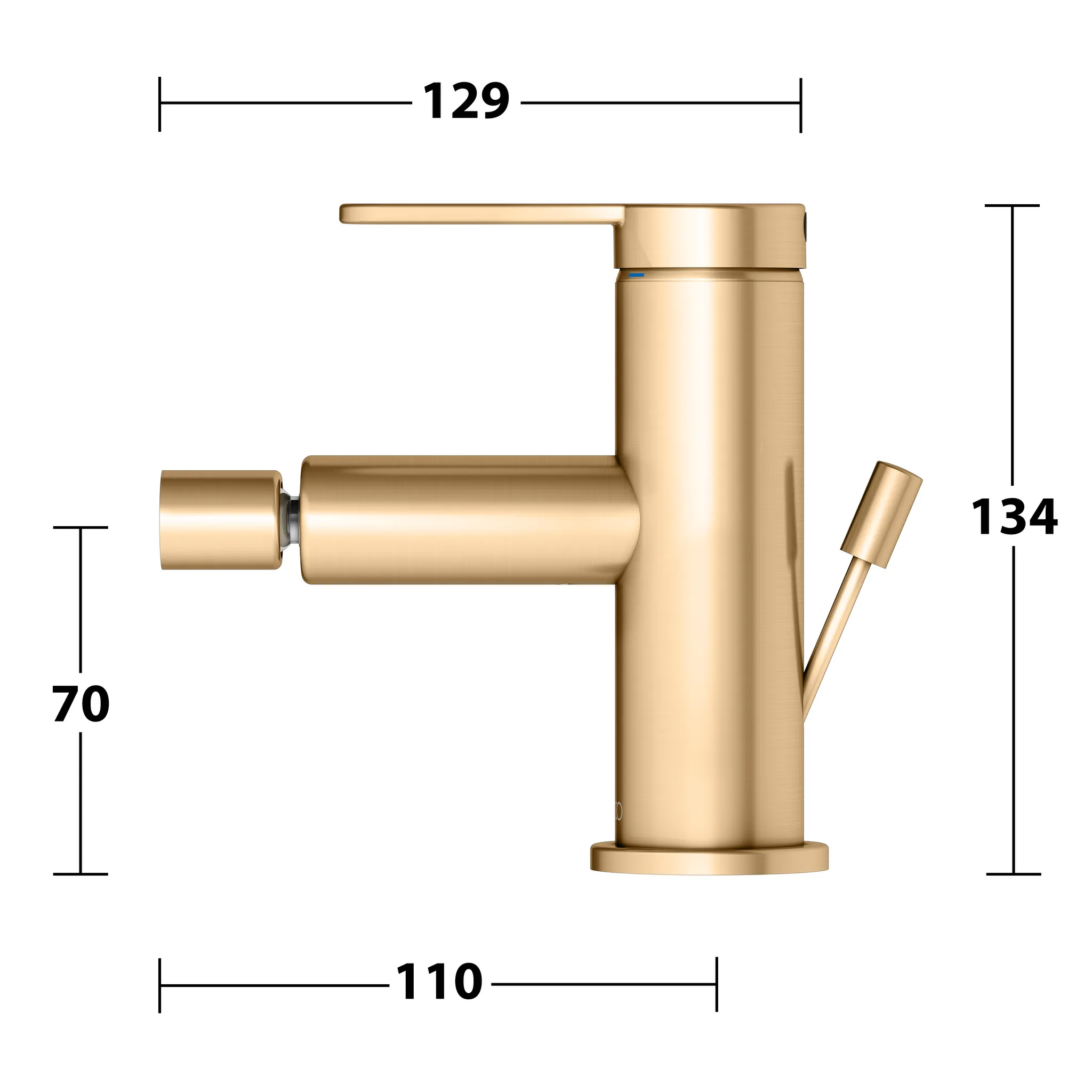 IXMO Einhebel-Bidetmischer IXMO Flat, Rosette rund Messing gebürstet IXMO Einhebel-Bidetmischer IXMO Flat, Rosette rund Messing gebürstet