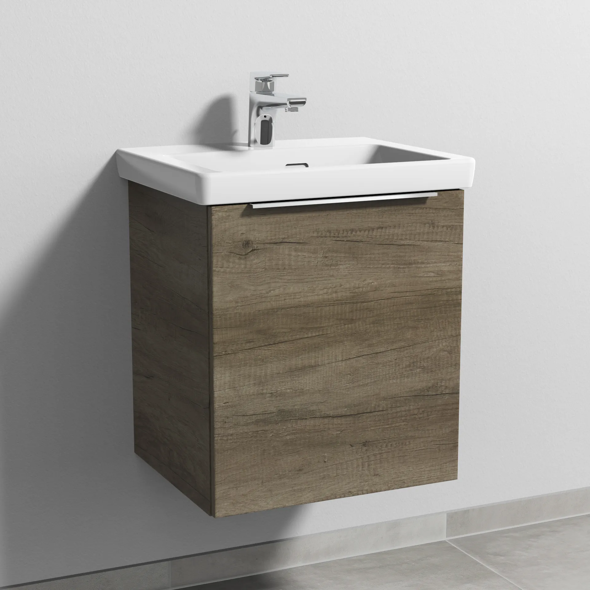 Sanipa Waschtischunterschrank „3way“ 457 × 517 × 391 mm in Eiche Nebraska, Anschlag rechts