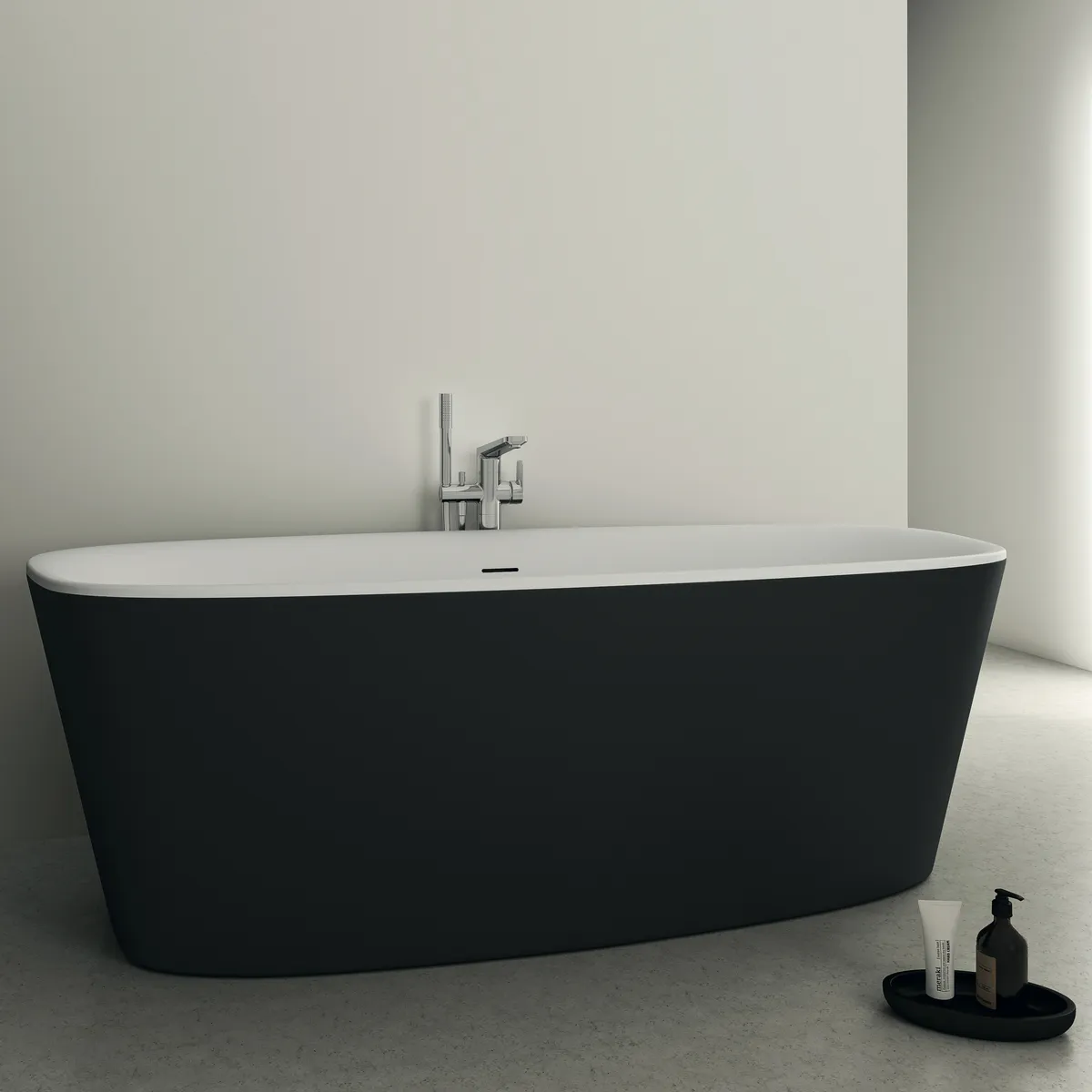 Ideal Standard freistehende Duo-Badewanne DEA, 1800x800x475⁄610mm, Weiß matt/Schwarz Ideal Standard freistehende Duo-Badewanne DEA, 1800x800x475⁄610mm, Weiß matt/Schwarz