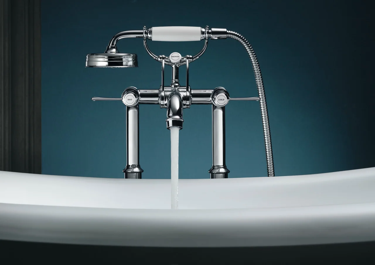 Hansgrohe AXOR Montreux 2-Griff Wannenarmatur bodenstehend, Chrom, Ausladung 234 mm