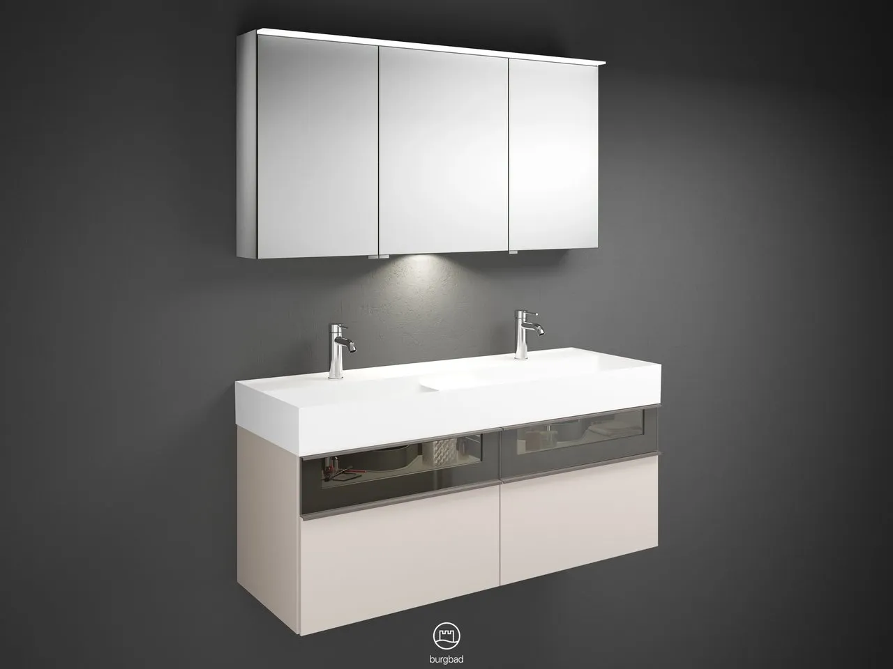 burgbad Badmöbelset „Yumo“ in Grau Hochglanz burgbad Badmöbelset „Yumo“ in Grau Hochglanz