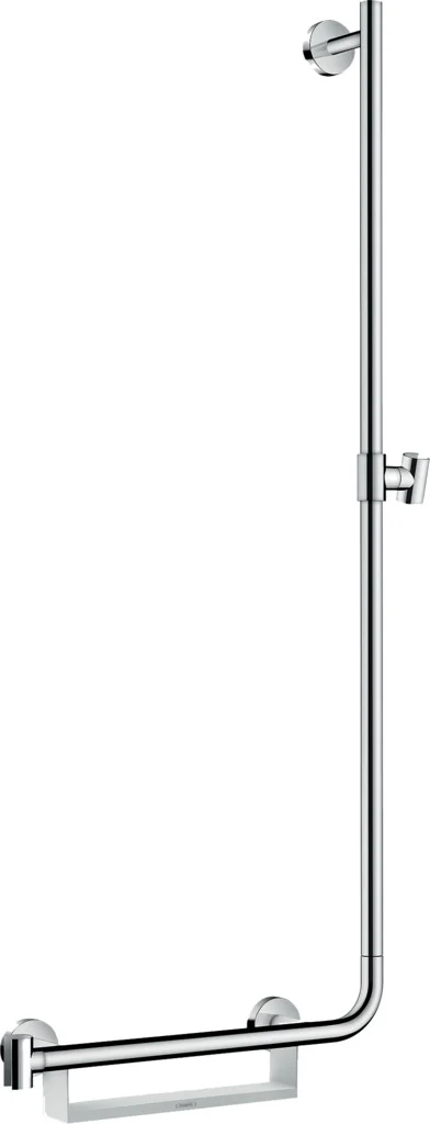 Hansgrohe Unica Brausestange Comfort 110 cm rechts, weiß/chrom – verstellbarer Handbrausehalter, Ablagekorb, 335 mm Bohrabstand Hansgrohe Unica Brausestange Comfort 110 cm rechts, weiß/chrom – verstellbarer Handbrausehalter, Ablagekorb, 335 mm Bohrabstand