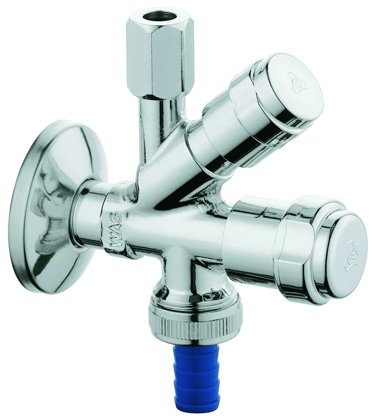 Original WAS Kombi-Eckventil 41070, DN 10, Wandmontage, Kartuschen-Oberteil für den absperrbaren Kupferrohranschluss, Fettkammer-Oberteil 3/8'' für den absperrbaren Schlauchanschluss, Rückflussverhinderer Typ EB, eigensicher, chrom Original WAS Kombi-Eckventil 41070, DN 10, Wandmontage, Kartuschen-Oberteil für den absperrbaren Kupferrohranschluss, Fettkammer-Oberteil 3/8'' für den absperrbaren Schlauchanschluss, Rückflussverhinderer Typ EB, eigensicher, chrom