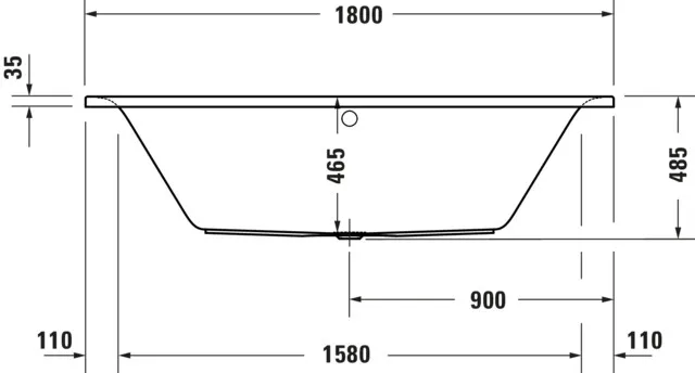 Duravit Badewanne „D-Neo“ rechteck 1800 × 800 mm, Mittelablauf in Weiß Duravit Badewanne „D-Neo“ rechteck 1800 × 800 mm, Mittelablauf in Weiß