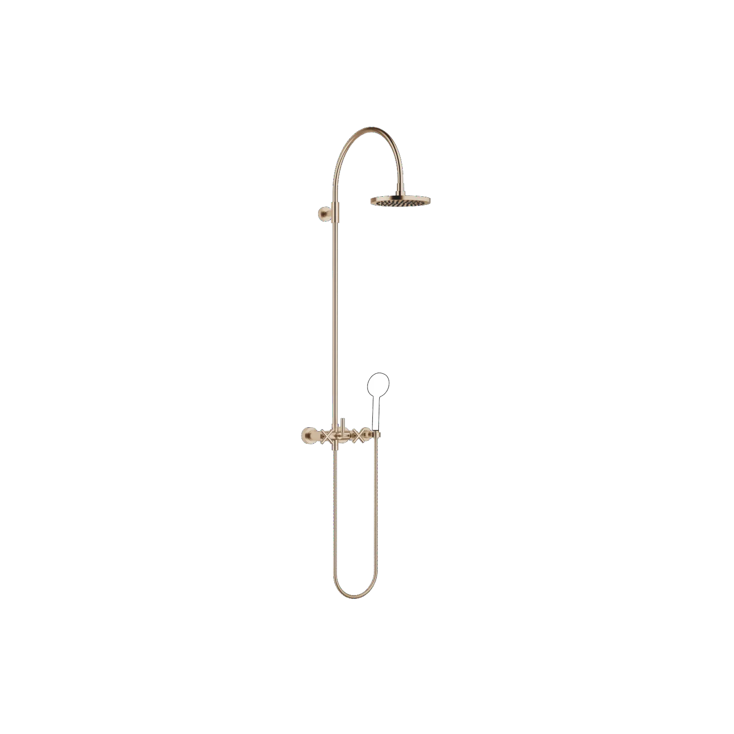 Dornbracht Tara Shower Pipe mit Brausebatterie ohne Handbrause FlowReduce 220 mm - Champagne gebürstet (22kt Gold)