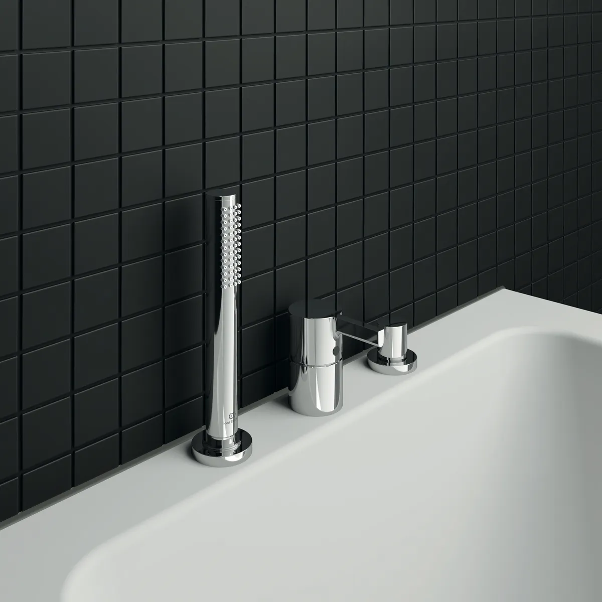 3-Loch Wannenrandarmatur Joy, ohne Auslauf, mit Stab-Handbrause und Umsteller, Brushed Gold 3-Loch Wannenrandarmatur Joy, ohne Auslauf, mit Stab-Handbrause und Umsteller, Brushed Gold