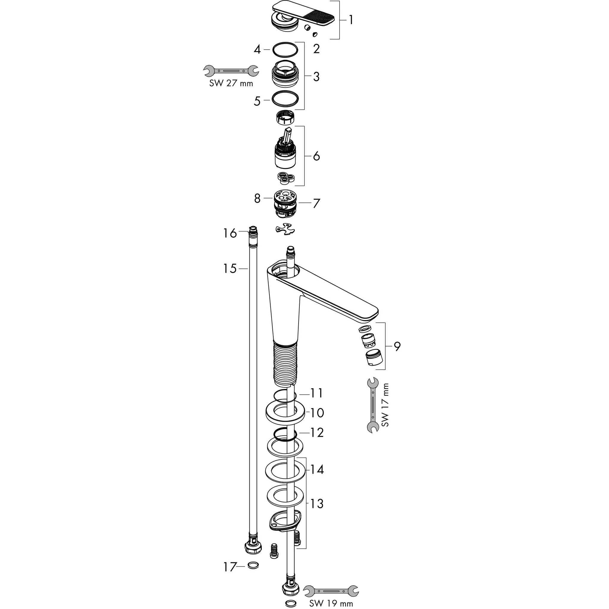 Einhand-Waschtischarmatur „Axor Citterio C“ Ausladung 128 mm in Chrom