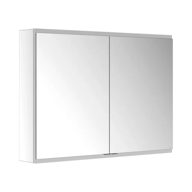 KEUCO Wandvorbau Spiegelschrank 2-türig „Royal Modular 2.0“ in Silber (eloxiert), Aufputz, ohne Beleuchtung, mit Steckdose 1000 × 700 × 160 mm