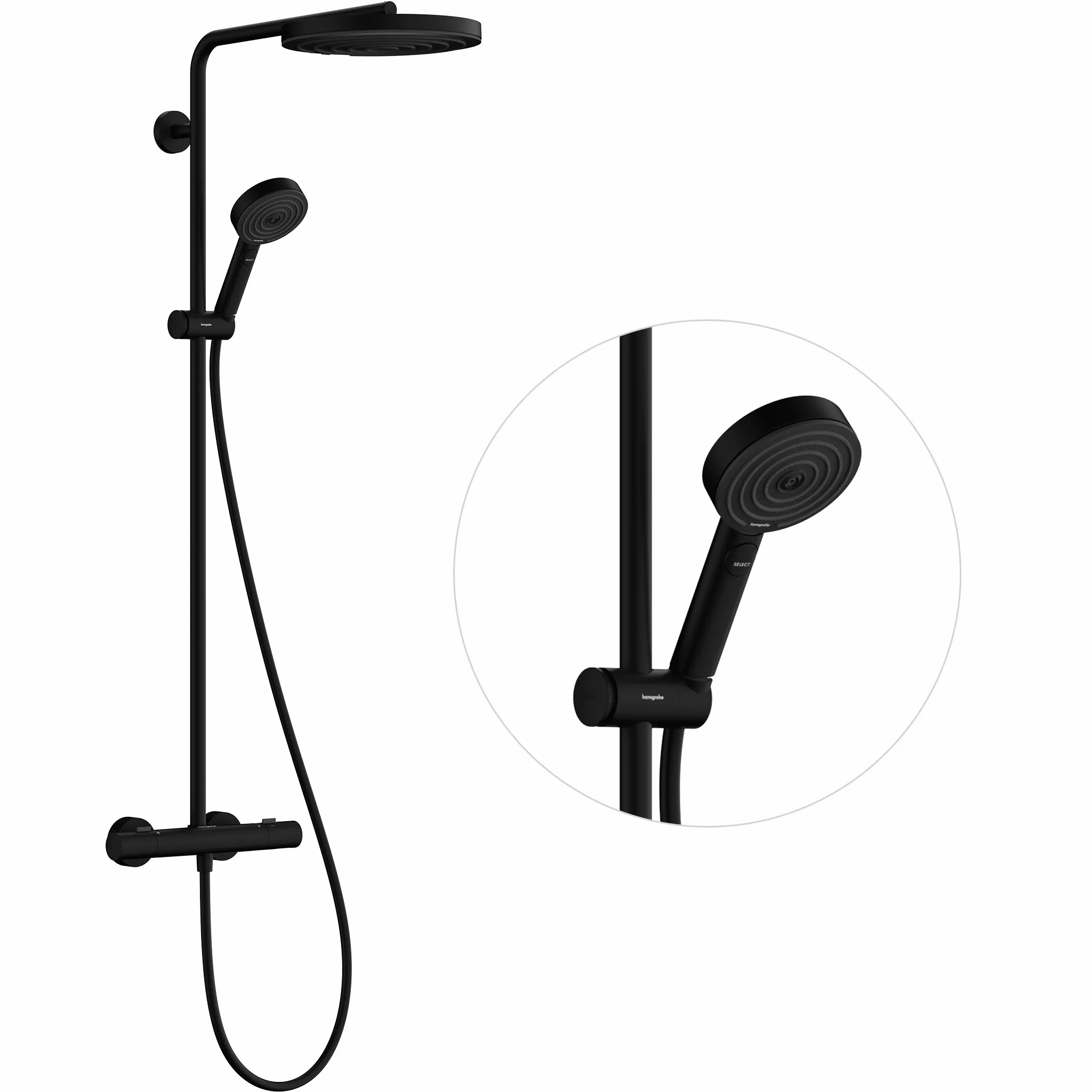 Hansgrohe Pulsify S Puro Showerpipe 260 1jet mit Ecostat Fine und Handbrause 3jet, Mattschwarz Hansgrohe Pulsify S Puro Showerpipe 260 1jet mit Ecostat Fine und Handbrause 3jet, Mattschwarz