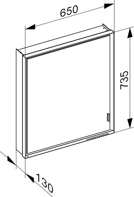 KEUCO Wandvorbau Spiegelschrank mit verdecktem Ablagefach „Royal Lumos“ in Silber (eloxiert), Anschlag links, links, Aufputz, Anschlag links, mit Steckdose, ohne Spiegelheizung 650 × 735 × 130 mm