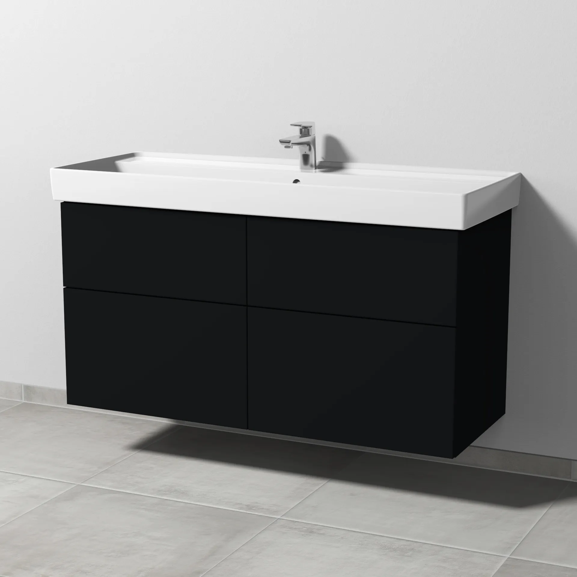 Sanipa Waschtischunterschrank „3way“ 1150 × 588 × 447 mm in Schwarz (matt)