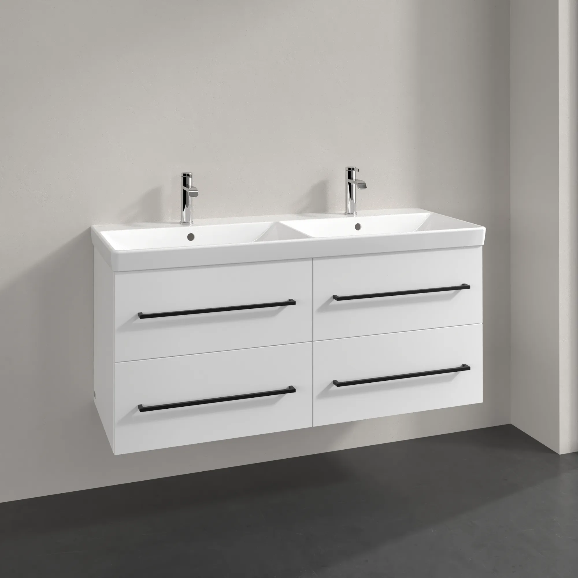 Villeroy & Boch Waschbeckenunterschrank Avento, Eckig, Brilliant White, 1180 x 514 x 452 mm, 4 Auszüge mit SoftClosing, mittige Wanneneinbauposition Villeroy & Boch Waschbeckenunterschrank Avento, Eckig, Brilliant White, 1180 x 514 x 452 mm, 4 Auszüge mit SoftClosing, mittige Wanneneinbauposition