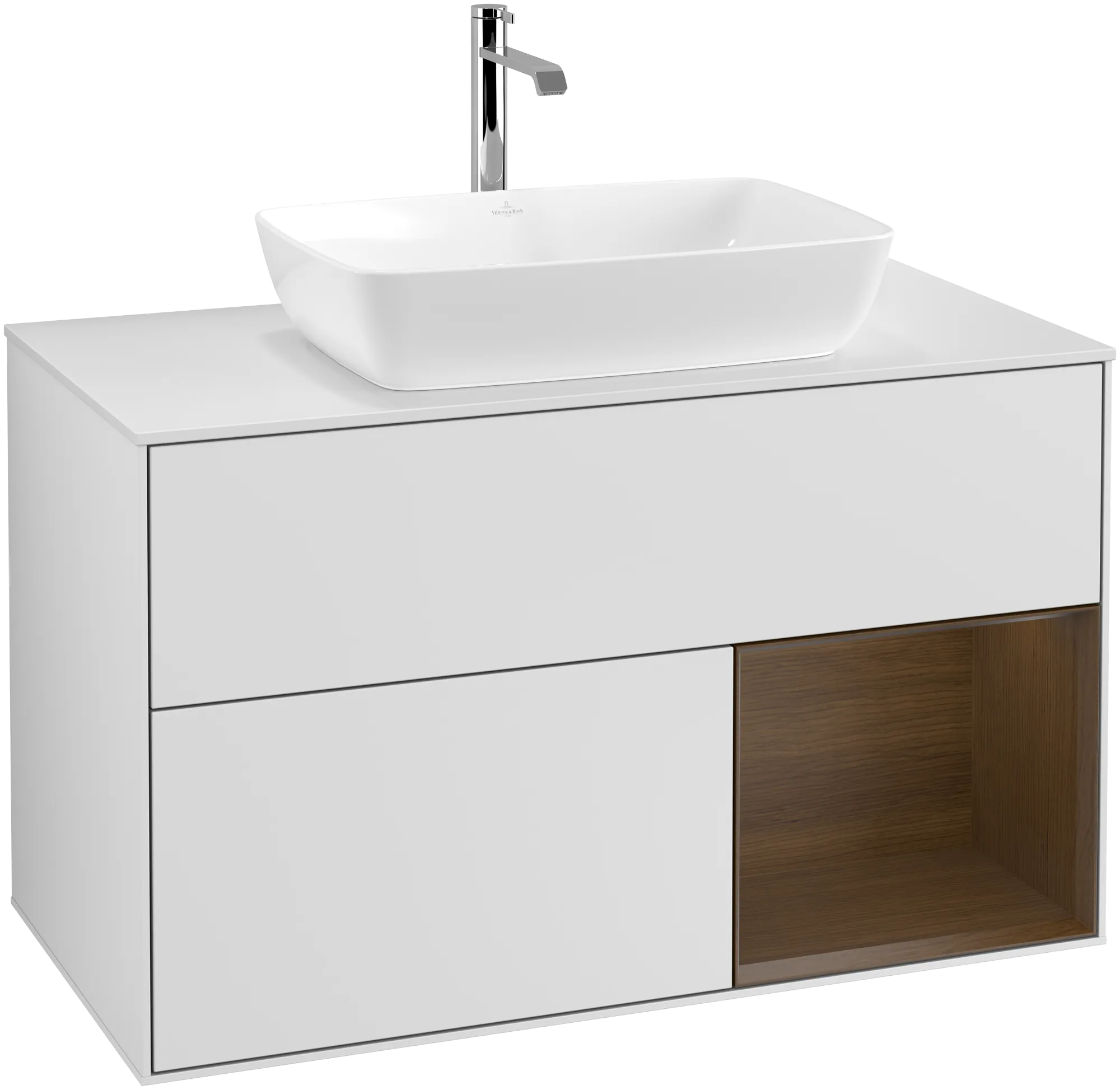 Villeroy & Boch Waschtischunterschrank „Finion“ für Schrankwaschtisch 1000 × 603 × 501 mm White Matt Lacquer, für Becken mittig, mit Hahnlochbohrung