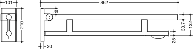 HEWI Stützklappgriff „System 900“ HEWI Stützklappgriff „System 900“