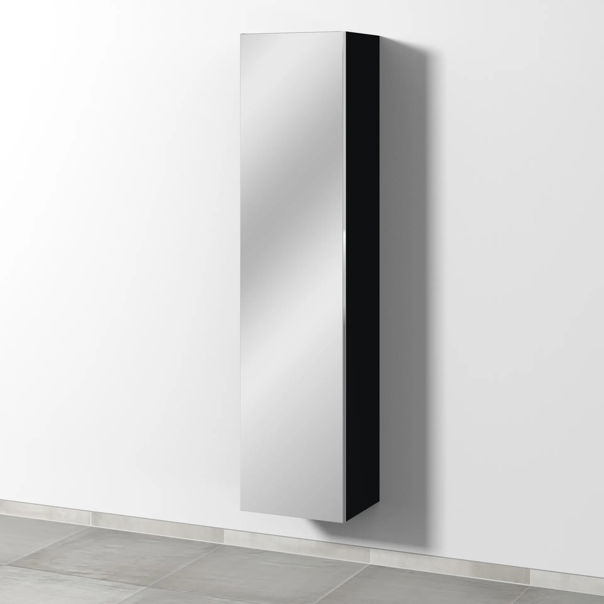 Hochschrank Spiegeltür links 3way (BS152) 1700x400x336 Schwarz-Matt