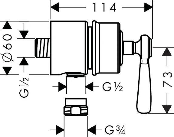 Hansgrohe AXOR Montreux Wandabsperrventil mit Rückflussverhinderer, Chrom, DN15 Hansgrohe AXOR Montreux Wandabsperrventil mit Rückflussverhinderer, Chrom, DN15