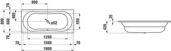 Einbau-Badewanne THALLIUM 800x1800x420 aus Stahl inklusive Schallschutz mit Wannenrand weiß Einbau-Badewanne THALLIUM 800x1800x420 aus Stahl inklusive Schallschutz mit Wannenrand weiß