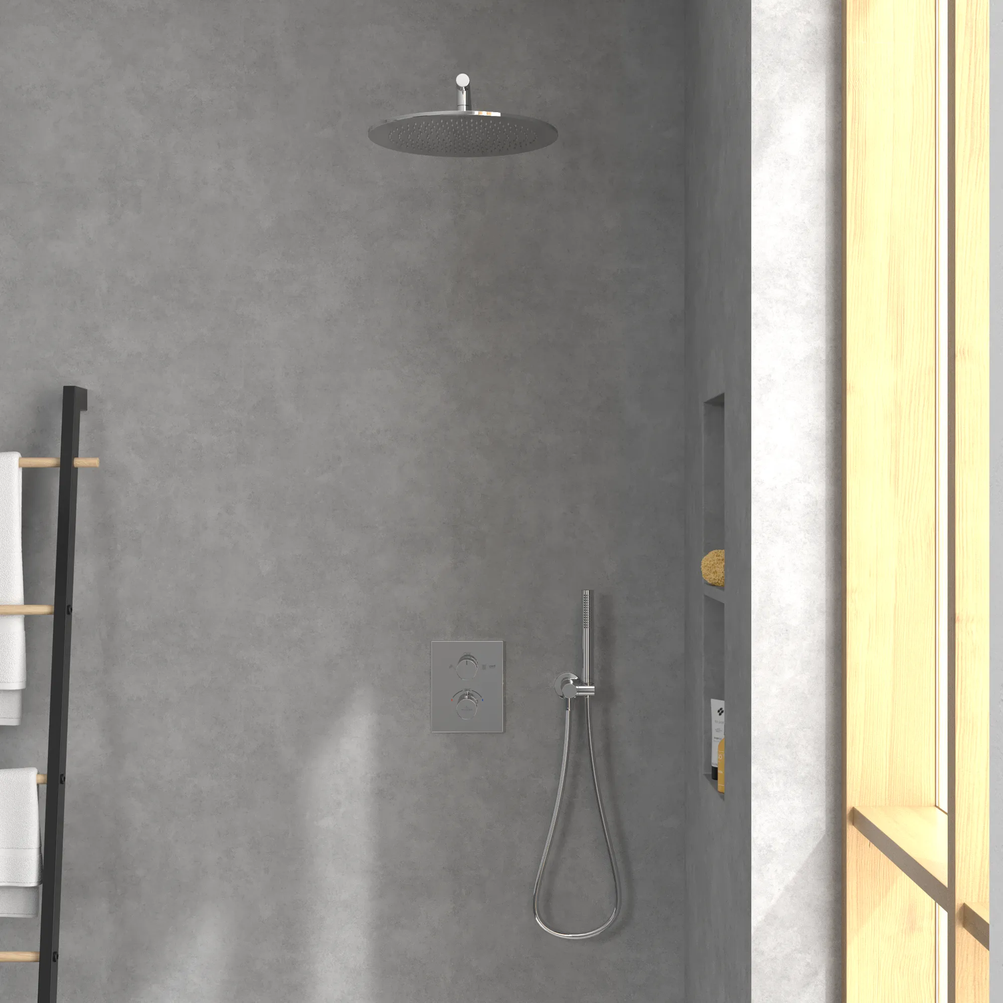 Duschkopf TVC00000300061, rund ⌀ 35 × 6,3 cm in Chrom Duschkopf TVC00000300061, rund ⌀ 35 × 6,3 cm in Chrom