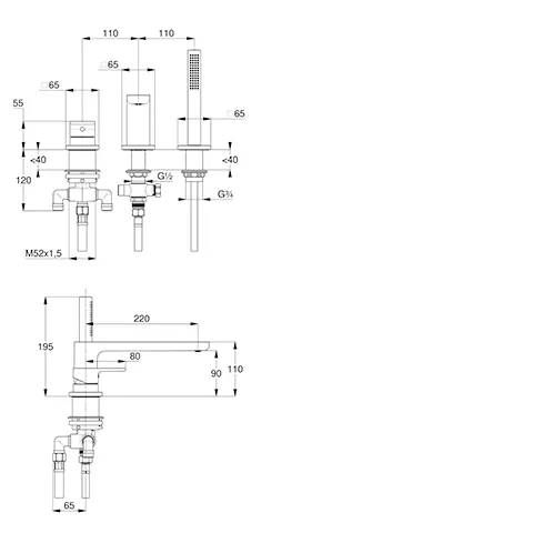 Kludi RENON 3-Loch Wannenfüll- und Brause-Armatur, chrom, DN 15, Einhebelmischer, herausziehbare Brause, automatische Umstellung, geschlossener Metallhebel, M24 Strahlregler Kludi RENON 3-Loch Wannenfüll- und Brause-Armatur, chrom, DN 15, Einhebelmischer, herausziehbare Brause, automatische Umstellung, geschlossener Metallhebel, M24 Strahlregler