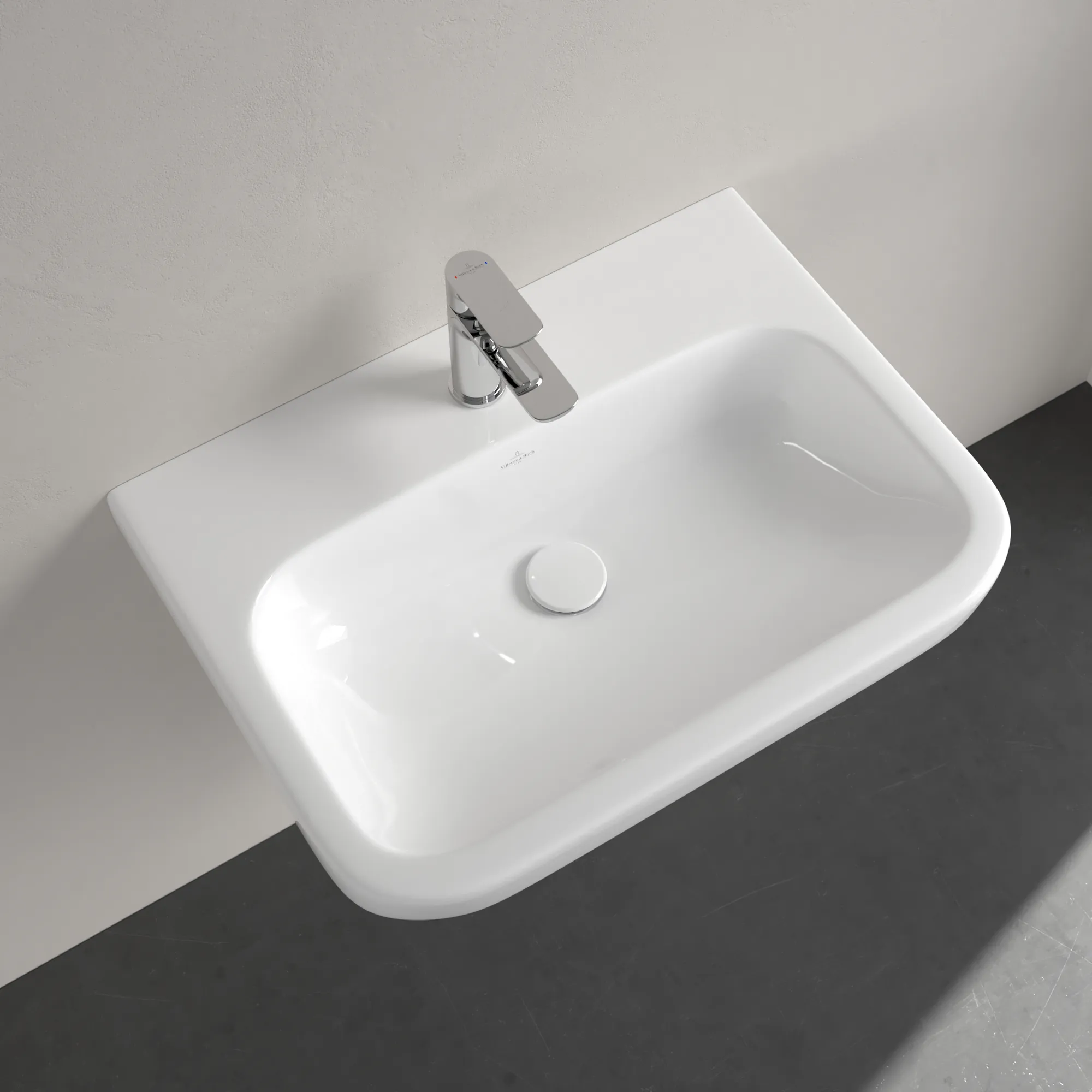 Villeroy & Boch Waschbecken „Architectura“ 650 × 470 × 180 mm, ohne Hahnlochbohrung, für Becken mittig in Weiß Alpin