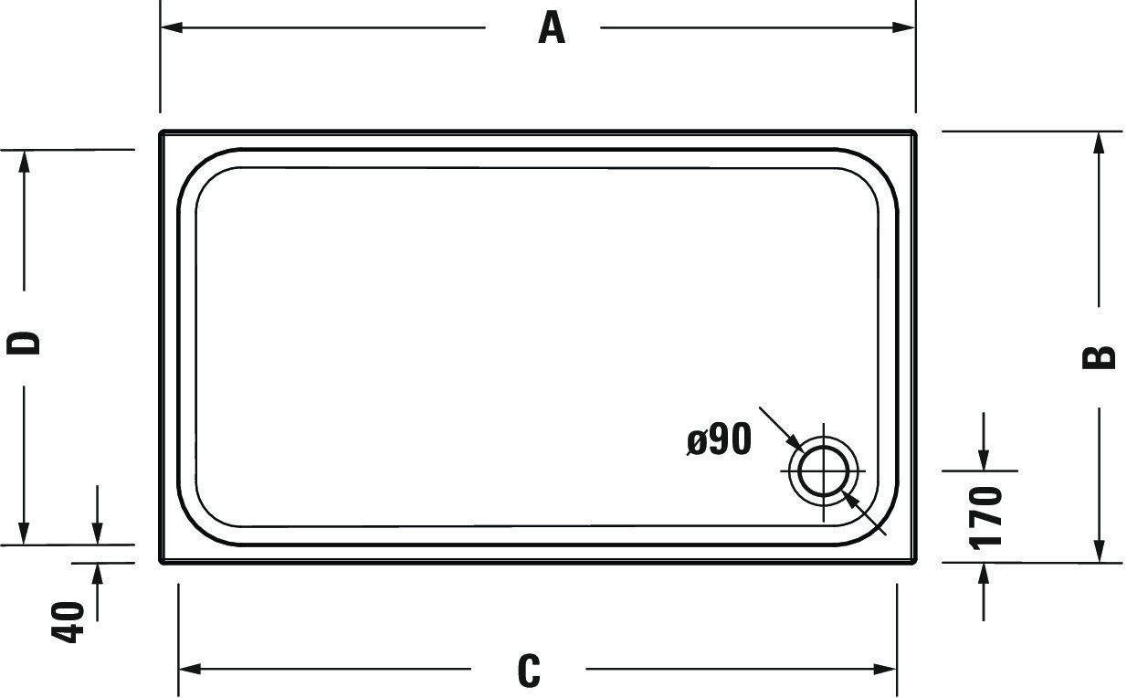 Duravit rechteck Duschwanne „D-Code“ 150 × 80 cm 
