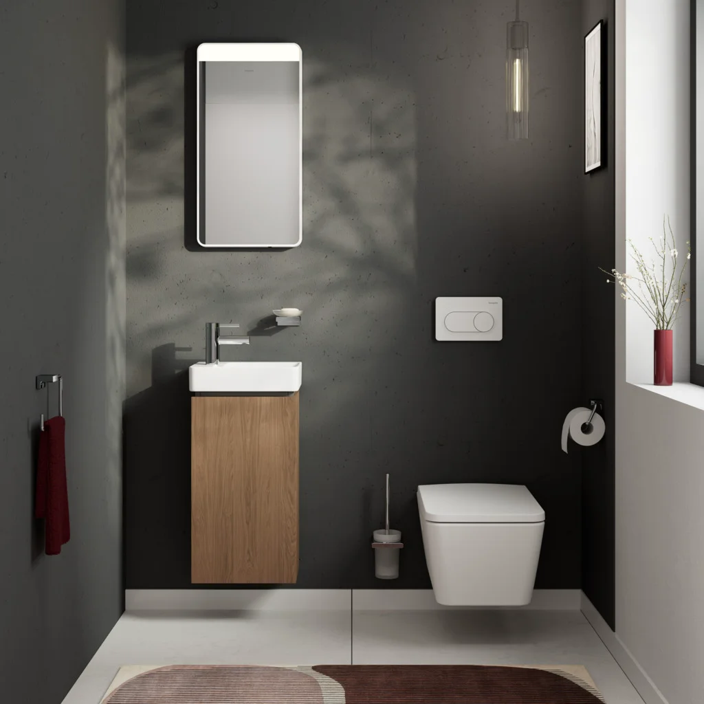 Hansgrohe Handwaschbecken Xanuia Q, weiß, 360x250 mm, wandhängend mit Hahnloch und Überlauf, SmartClean-Glasur, glänzend