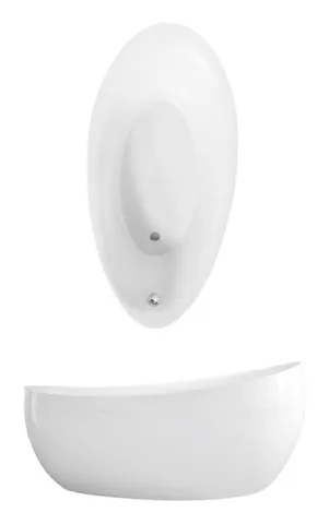 Villeroy & Boch Badewanne „Aveo“ freistehend oval 190 × 95 cm, Fußablauf in Weiß Alpin