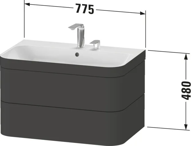 Duravit Waschtischunterschrank c-shaped Set wandhängend „Happy D.2 Plus“ 77,5 × 48 × 49 cm